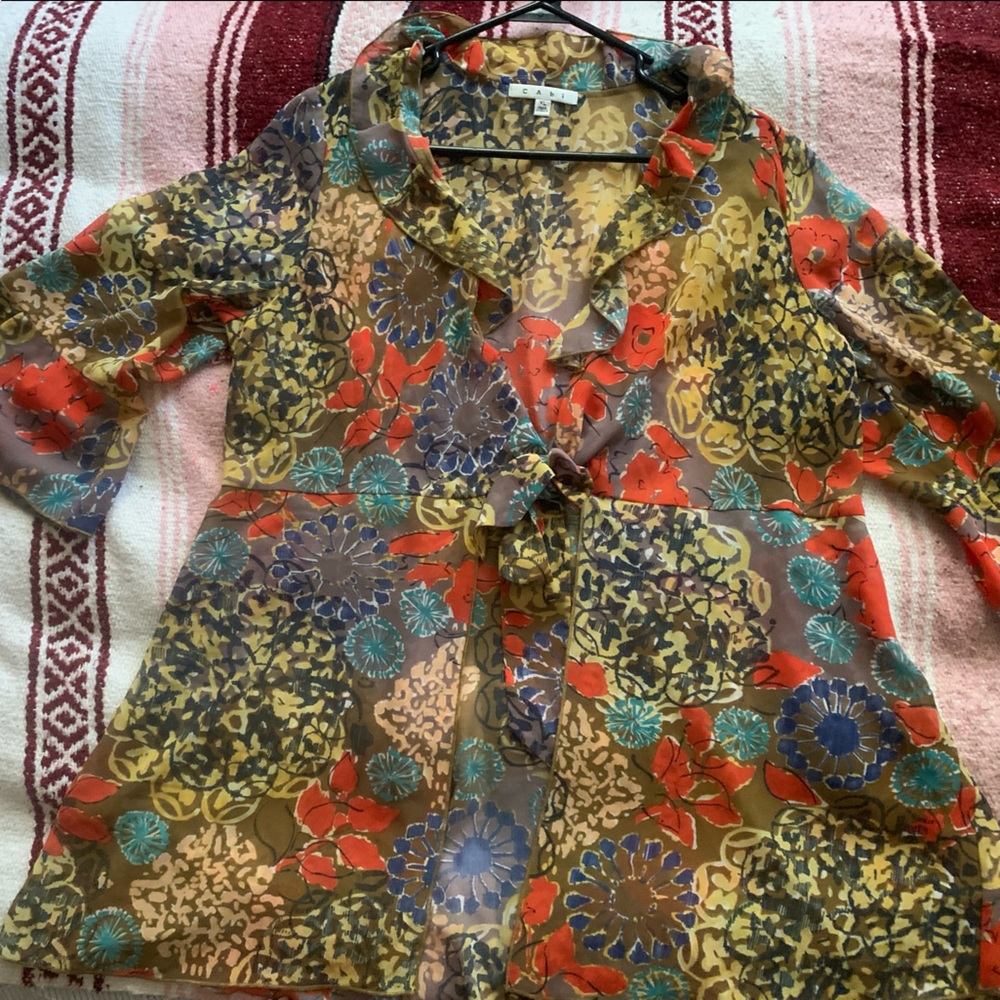 Cabi tie front floral kimono
